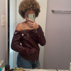 Purple jacket , leather